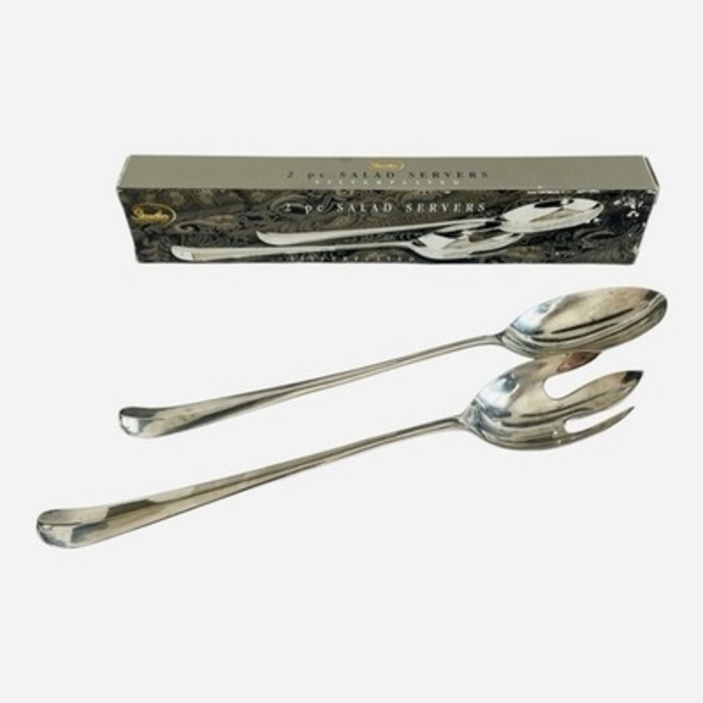 Vintage Studio Silversmiths Silver Plated 2 pc Salad Servers NIB - Picture 2 of 2